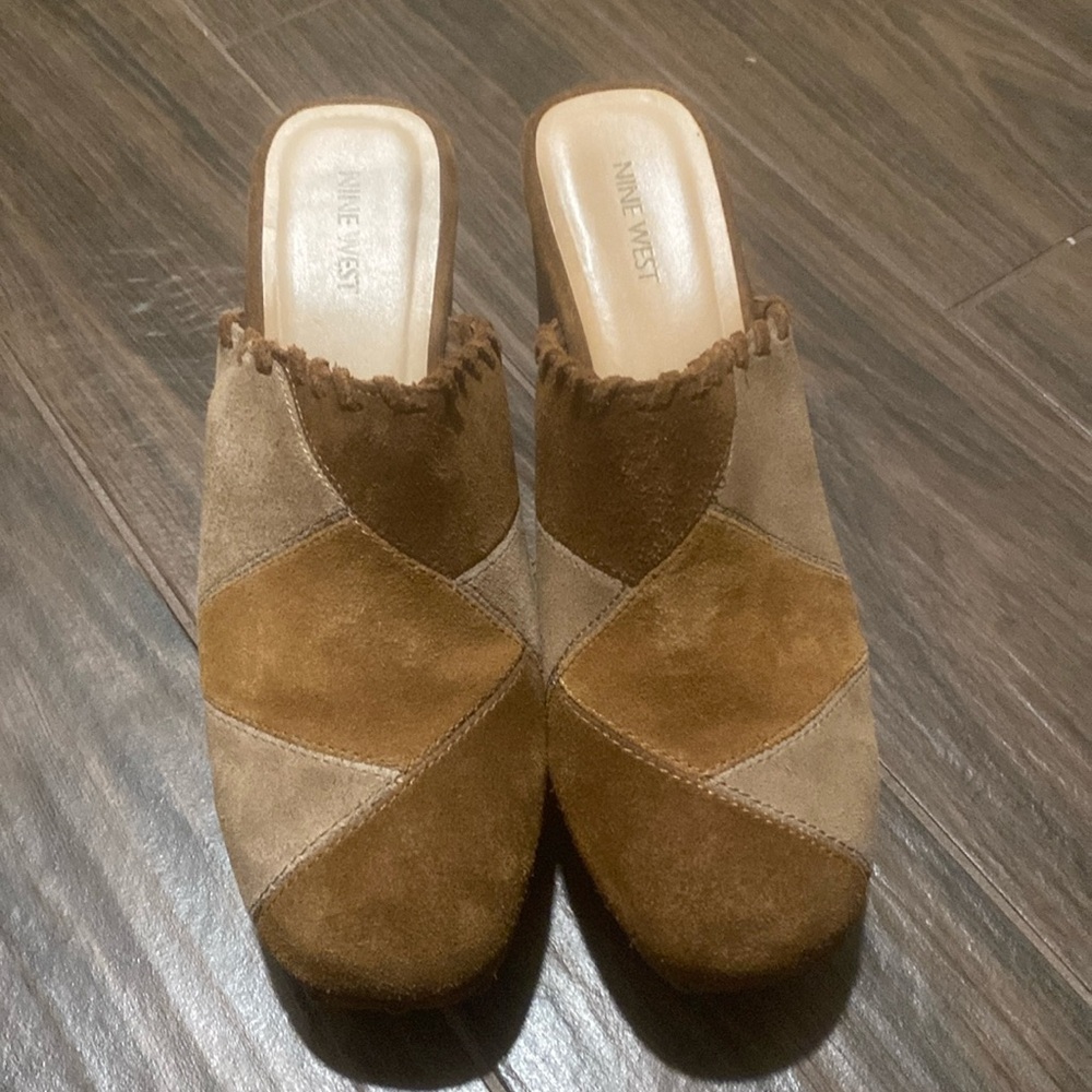 Nine West Patchwork Suede Chunky Platform Slip On… - image 1